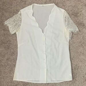Elegant White Lace Sleeve Blouse